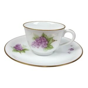 Okura Art China Lilac Teacup & Saucer Set Danbury Mint Exclusive Japan Gold Rim